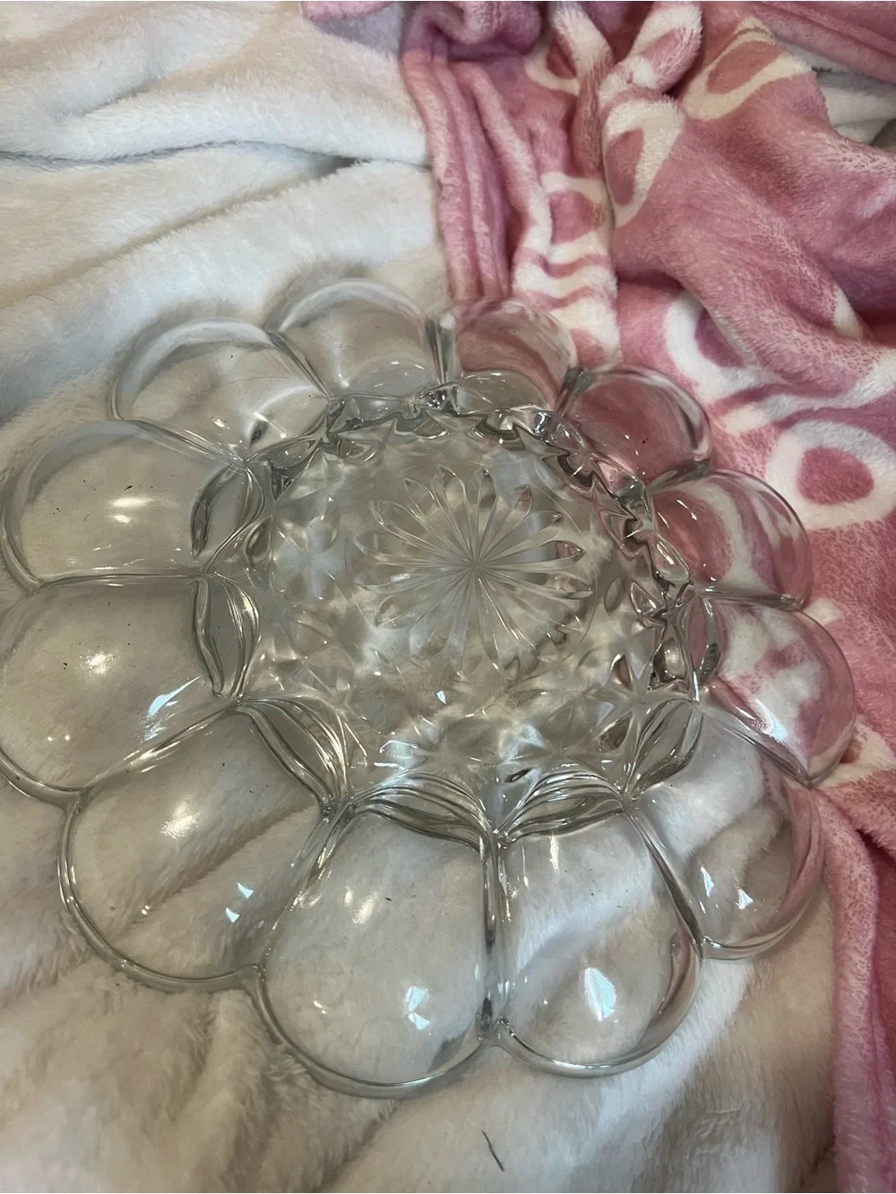 Anchor Hocking Clear Glass Scalloped Divided Serving Dish